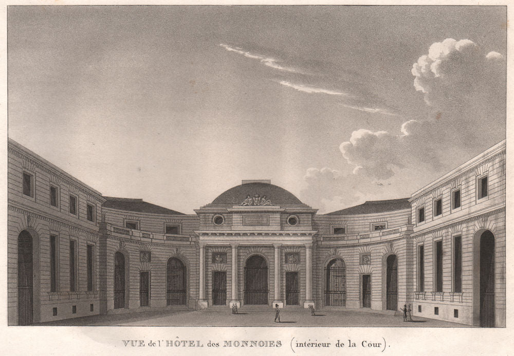 PARIS. Hôtel des Monnaies (intérieur de la Cour) . Aquatint 1808 old print